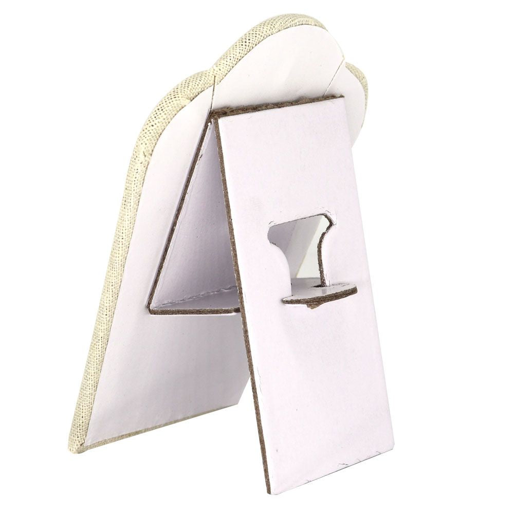 Beige Linen Jewelry Necklace / Pendant Display Easel, 5-1/4" Tall