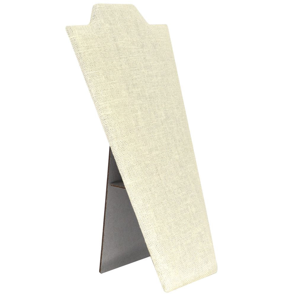 Beige Linen Jewelry Necklace / Pendant Display Easel, 8-7/8" Tall