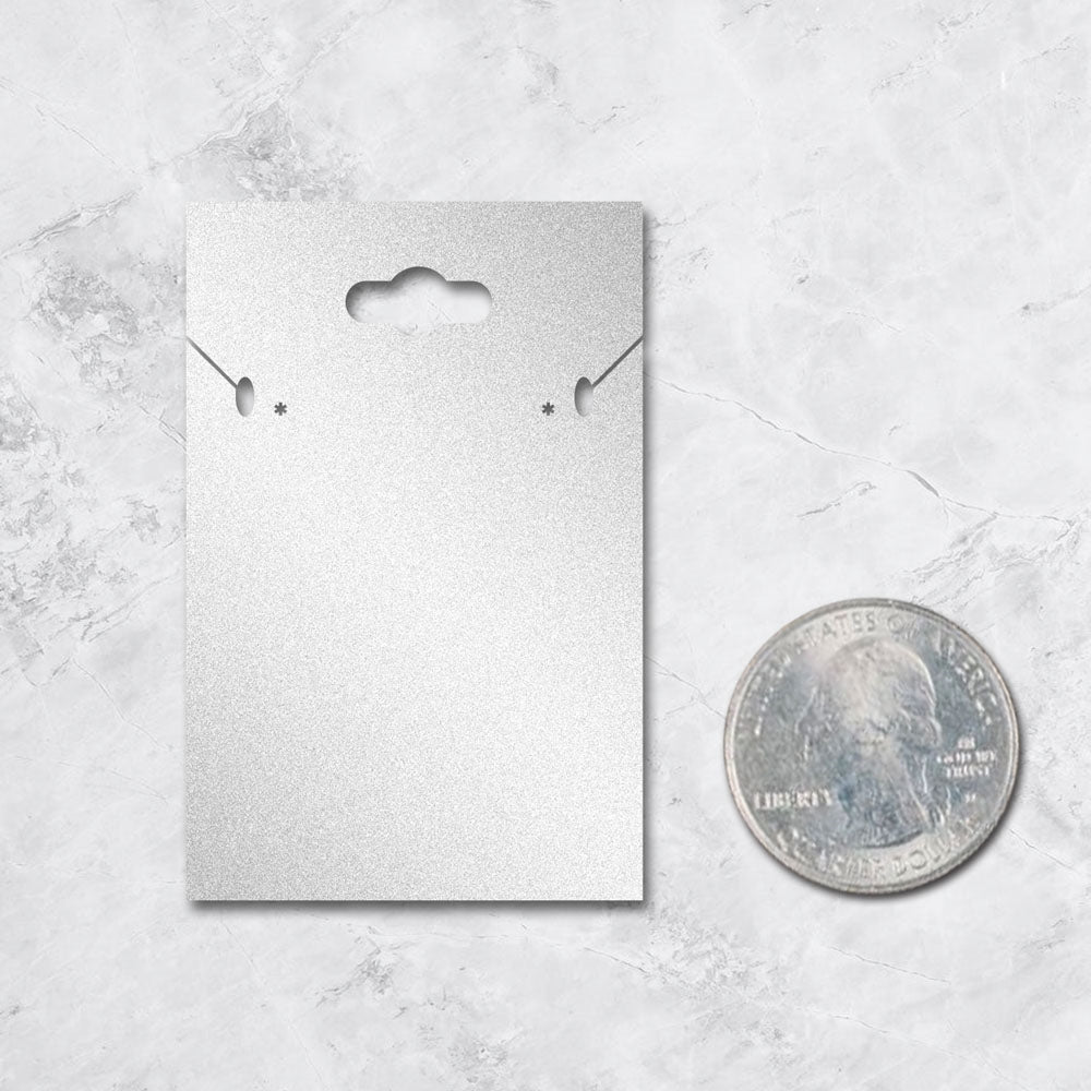 Hanging Shimmer Silver Custom Necklace and Earring Card 2" x 3"