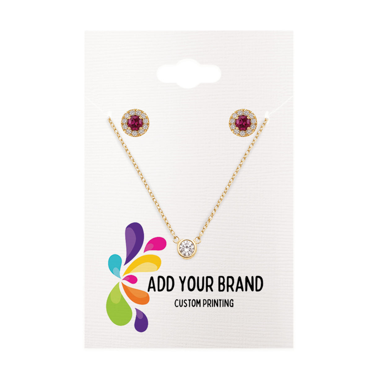 Hanging Combo Jewelry Cards 2" x 3" | Earring & Necklace | Woven White Linen