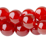 Carnelian Beads 10mm Round - Dyed Orange Red Gemstone Strand