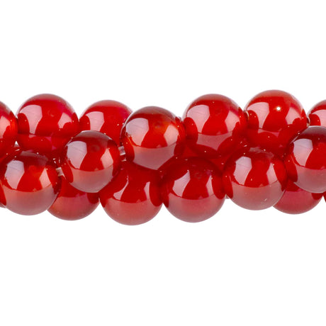 Carnelian Beads 6mm Round - Dyed Orange Red Gemstone Strand