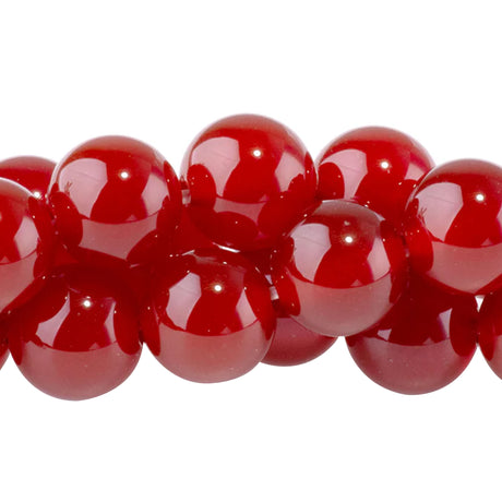 Carnelian Beads 8mm Round - Dyed Orange Red Gemstone Strand