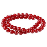 Carnelian Beads 8mm Round - Dyed Orange Red Gemstone Strand