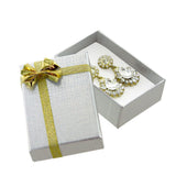 Silver Linen Bow Tie Large Jewelry Earring Gift Packaging Boxes