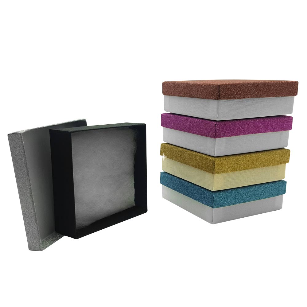 Multi-Color Cotton Filled Jewelry Gift Boxes 3.5" x 3.5" x 1.25"