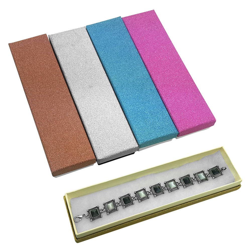 Multi-Color Cotton Filled Jewelry Gift Boxes 8" x 2" x  1"