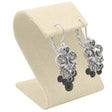 Beige Linen Curved Jewelry Earring Stand, 3-1/4" Tall