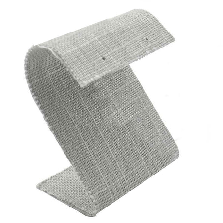 Grey Linen Curved Jewelry Earring Stand, 3-1/4" Tall