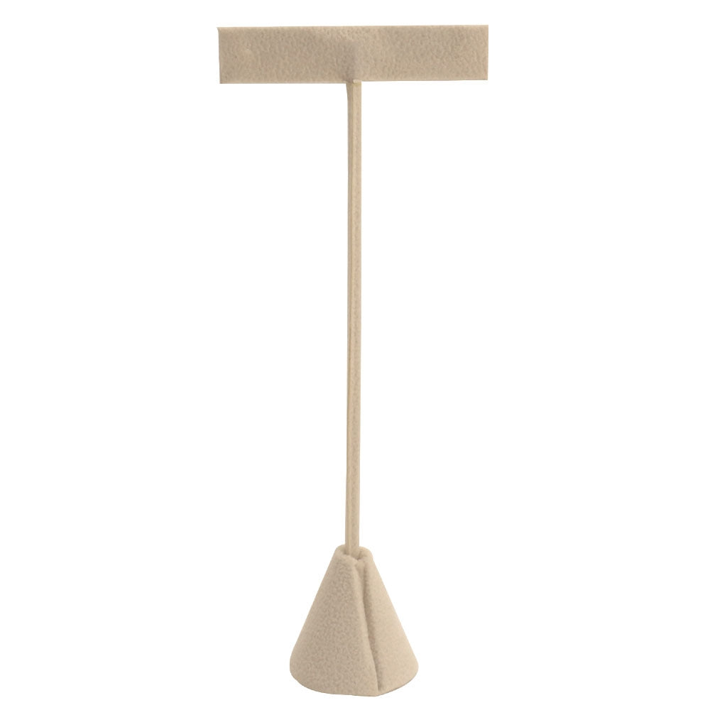 Beige Faux Suede Jewelry Earring T Stand, 6-3/4" Tall