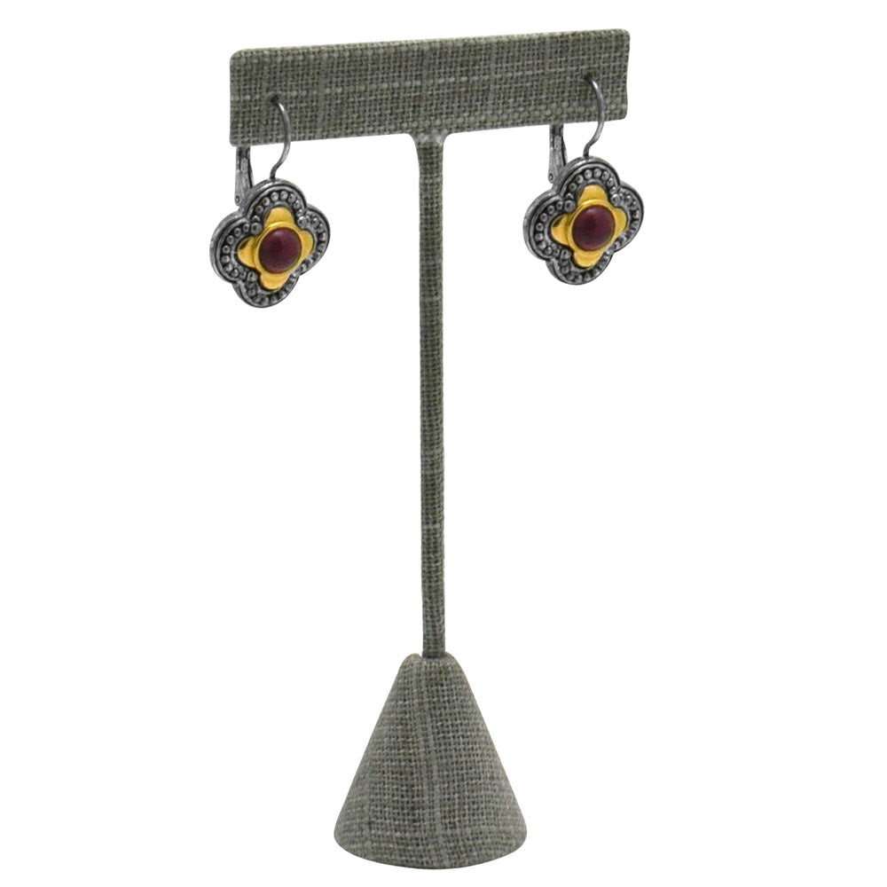 Grey Linen Jewelry Earring T Stand, 5-3/4" Tall