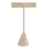 Beige Faux Suede Jewelry Earring T Stand, 4-3/4" Tall