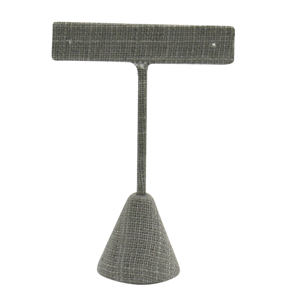 Grey Linen Jewelry Earring T Stand, 4-3/4" Tall