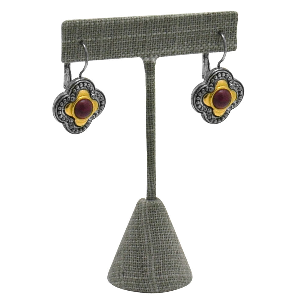 Grey Linen Jewelry Earring T Stand, 4-3/4" Tall