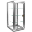Glass Display Case Vertical Silver
