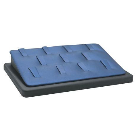 Blue Leatherette Jewelry Ring Clip Display Tray - Holds 11 Rings