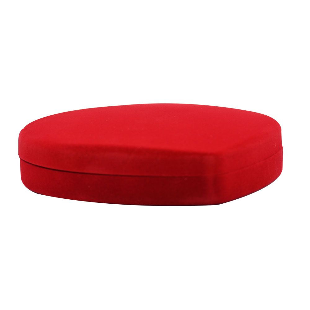 Red Flocked Velour Jewelry Necklace, Earring, and Ring Combination Boxes