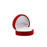 Red Flocked Velour Heart Shaped Jewelry Ring Boxes