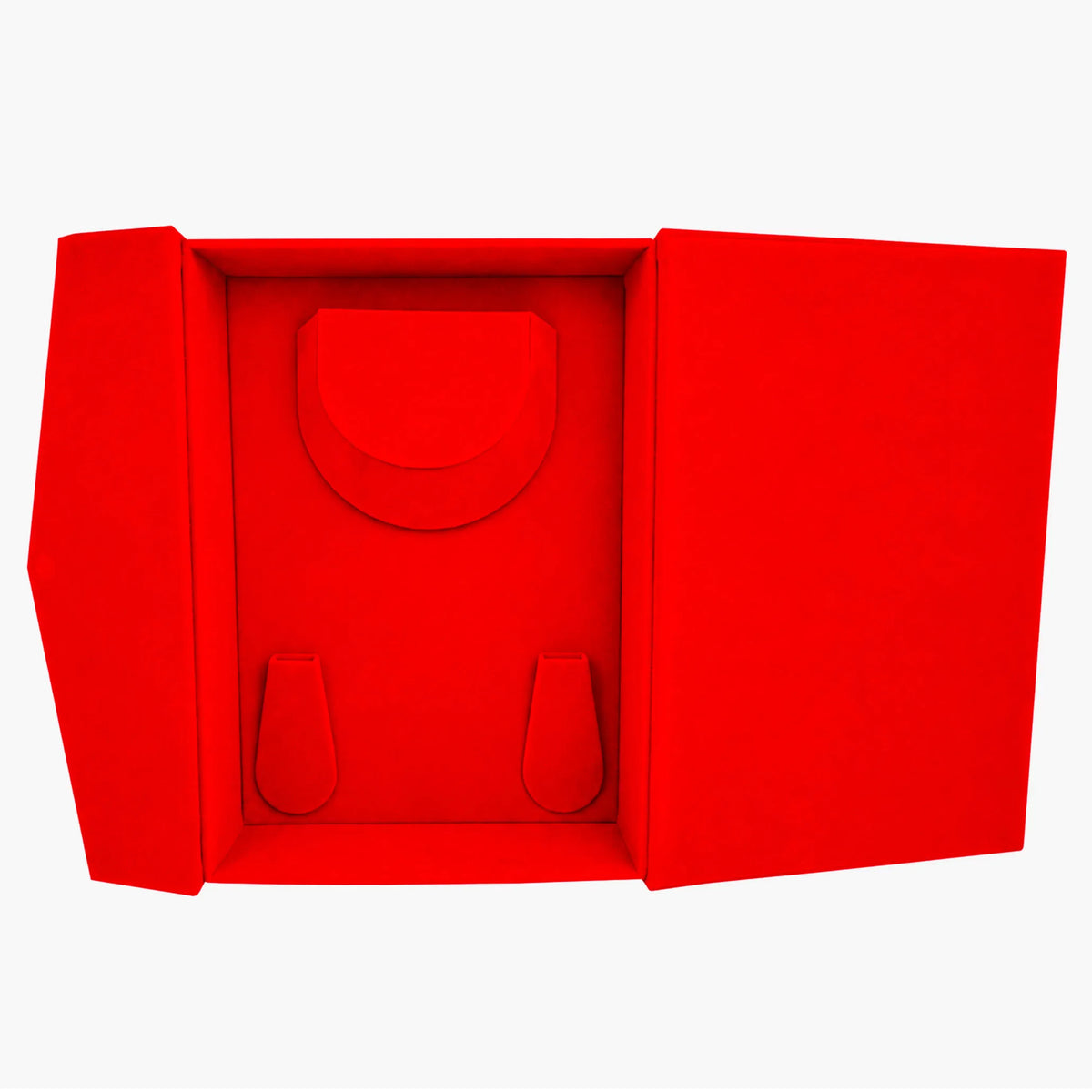 Large Red Velvet Tri-Fold Necklace & Earring Presentation Box