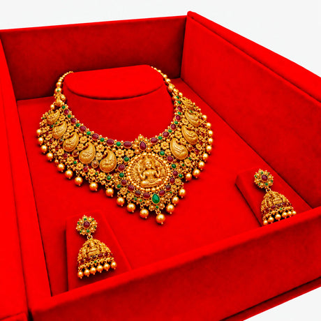 Large Red Velvet Tri-Fold Necklace & Earring Presentation Box