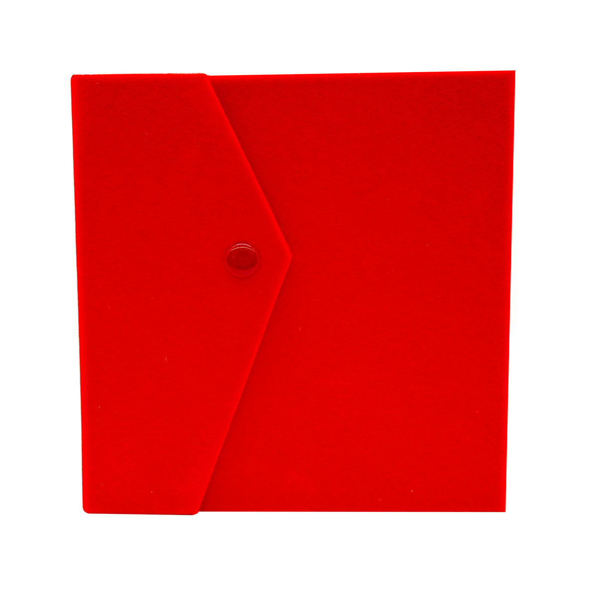 Medium Red Velvet Tri-Fold Necklace & Earring Box with Button Closure
