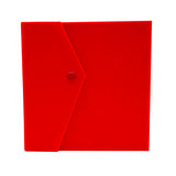 Medium Red Velvet Tri-Fold Necklace & Earring Box with Button Closure