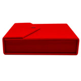 Medium Red Velvet Tri-Fold Necklace & Earring Box with Button Closure