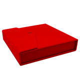 Medium Red Velvet Tri-Fold Necklace & Earring Box with Button Closure