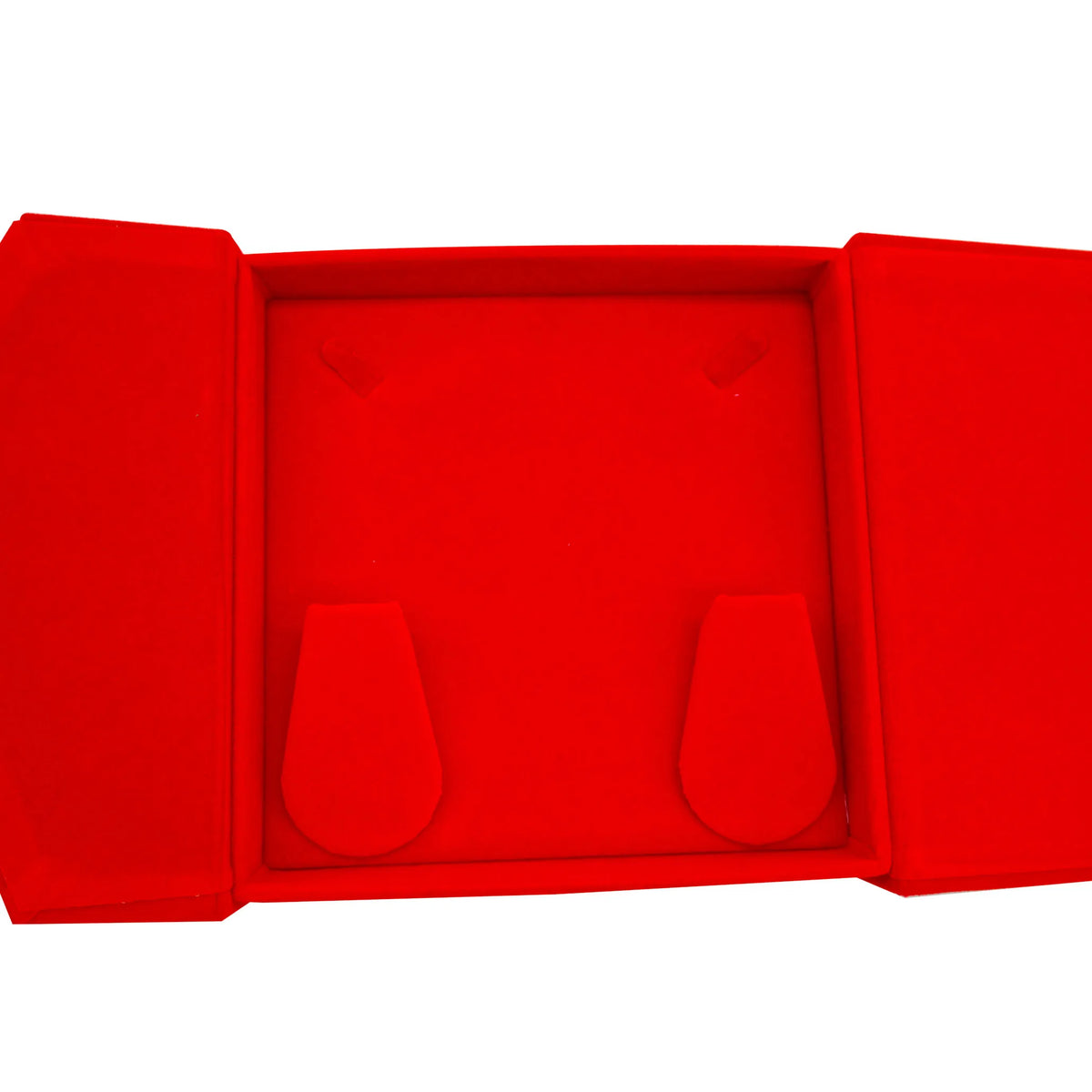 Small Red Velvet Tri-Fold Necklace & Earring Box with Button Closure
