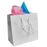 Glossy White Euro Tote Gift Shopping Bags, 6-1/2" x 3-1/2" x 6-1/2"