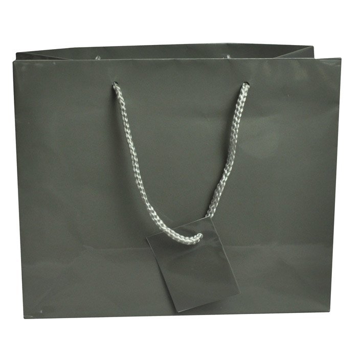 Glossy Grey Euro Tote Gift Shopping Bags, 9-1/2" x 4" x 7-1/2"