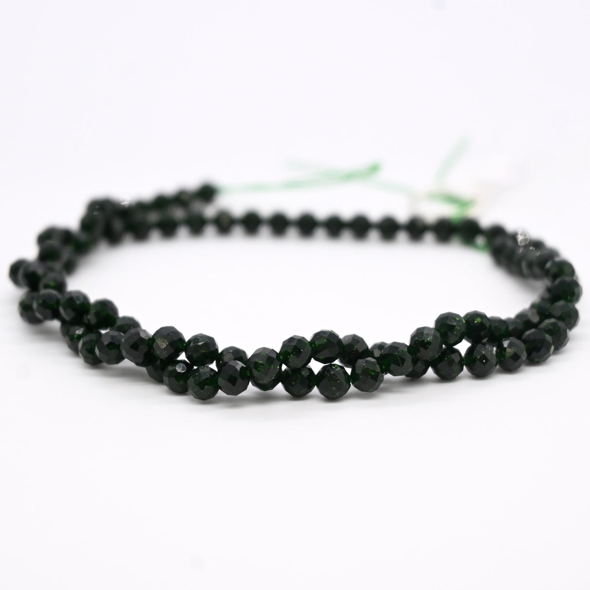 Green Goldstone Faceted Round Beads 4mm - 15" Strand