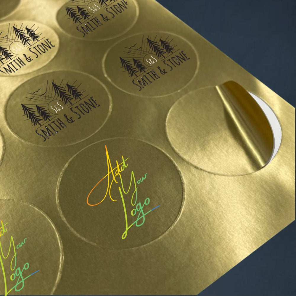 Gold Foil Custom Printed Stickers / Labels 1.5" x 1.5"
