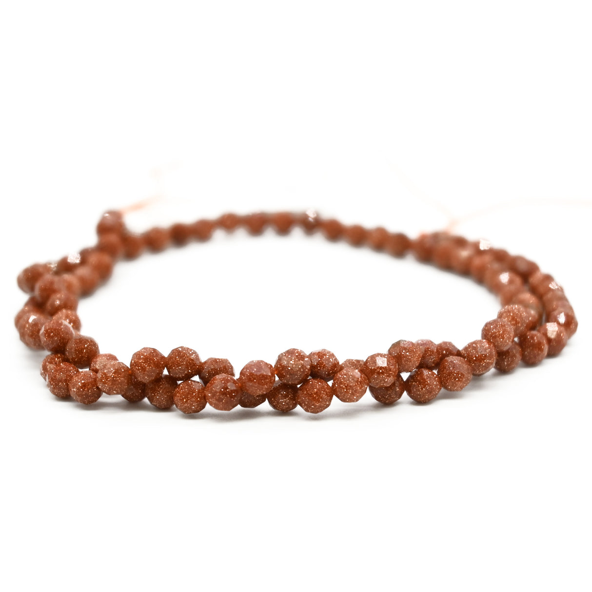 Goldstone Faceted Round Beads 4mm - 15" Strand