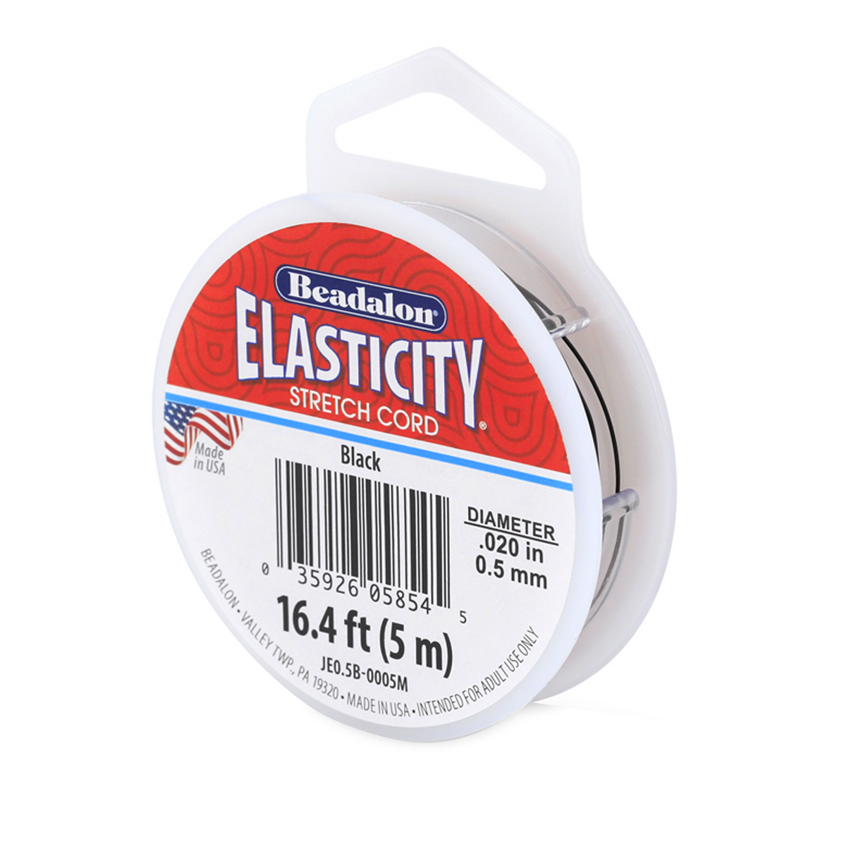 Black Elastic Stretch Cord for Jewelry Making – 0.5mm, 5m Spool