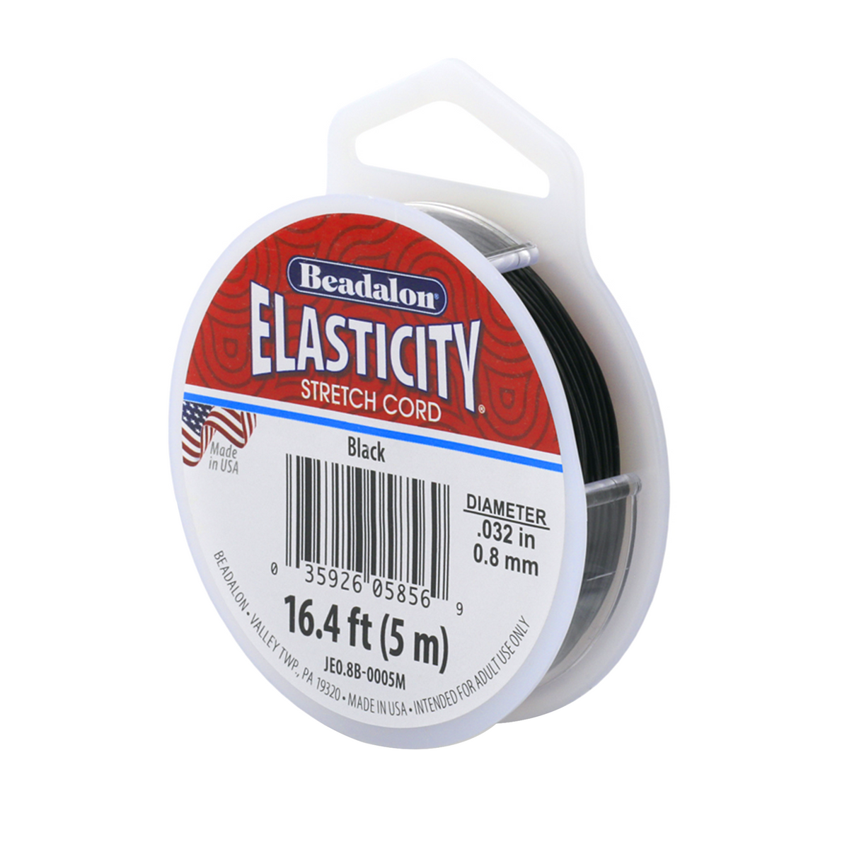 Black Elastic Stretch Cord for Jewelry Making – 0.8mm, 5m Spool
