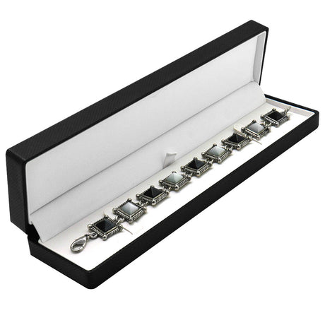 Premium Black Textured Leatherette Jewelry Bracelet Box