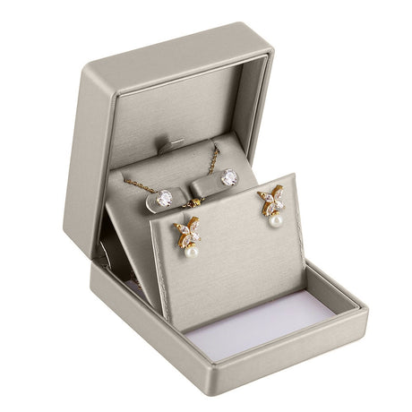 Luxury Silver Luna Leatherette Jewelry Pendant Gift Boxes 