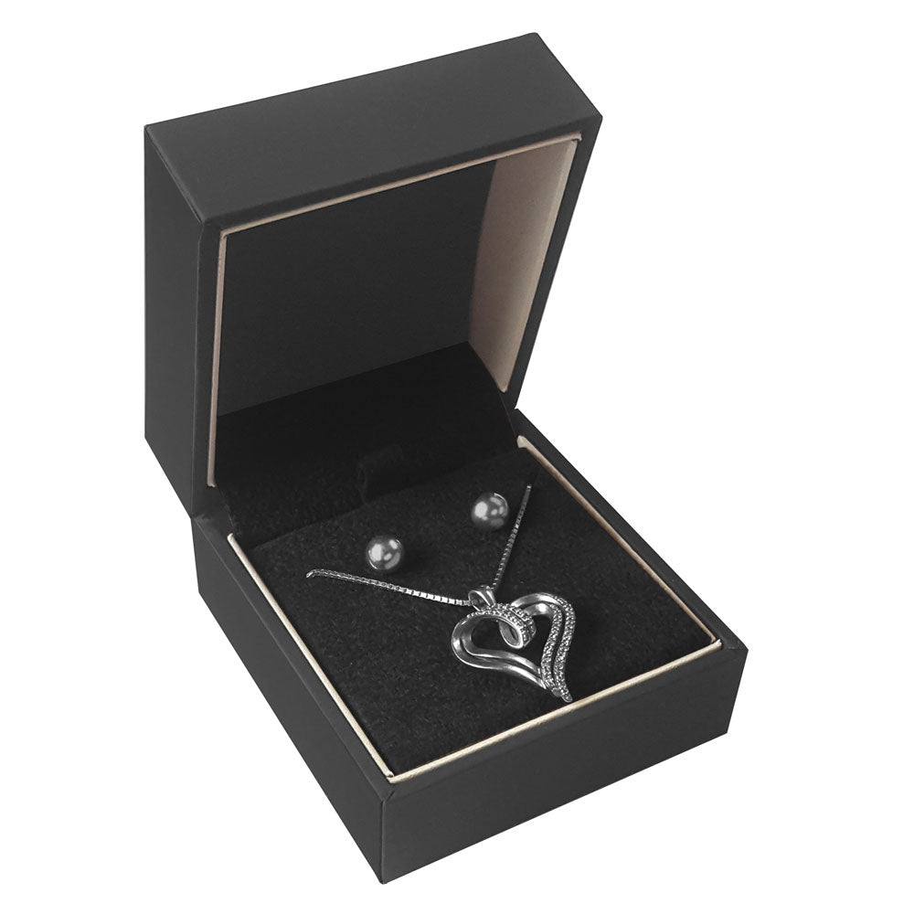 Midnight Black Velvet Pendant/Earring Box