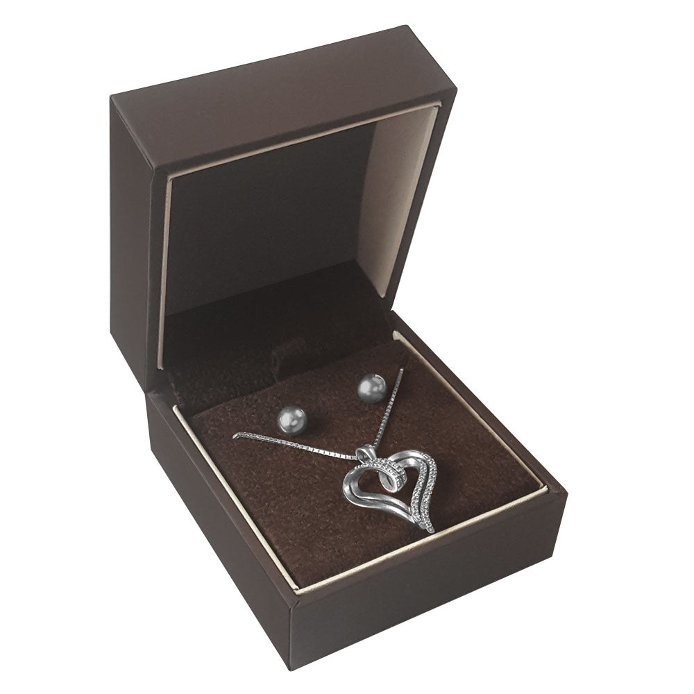 Mahogany Brown Velvet Pendant/Earring Box