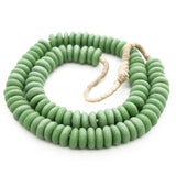 Handmade Green Krobo Rondelle Beads – 24–26" Strand from Ghana