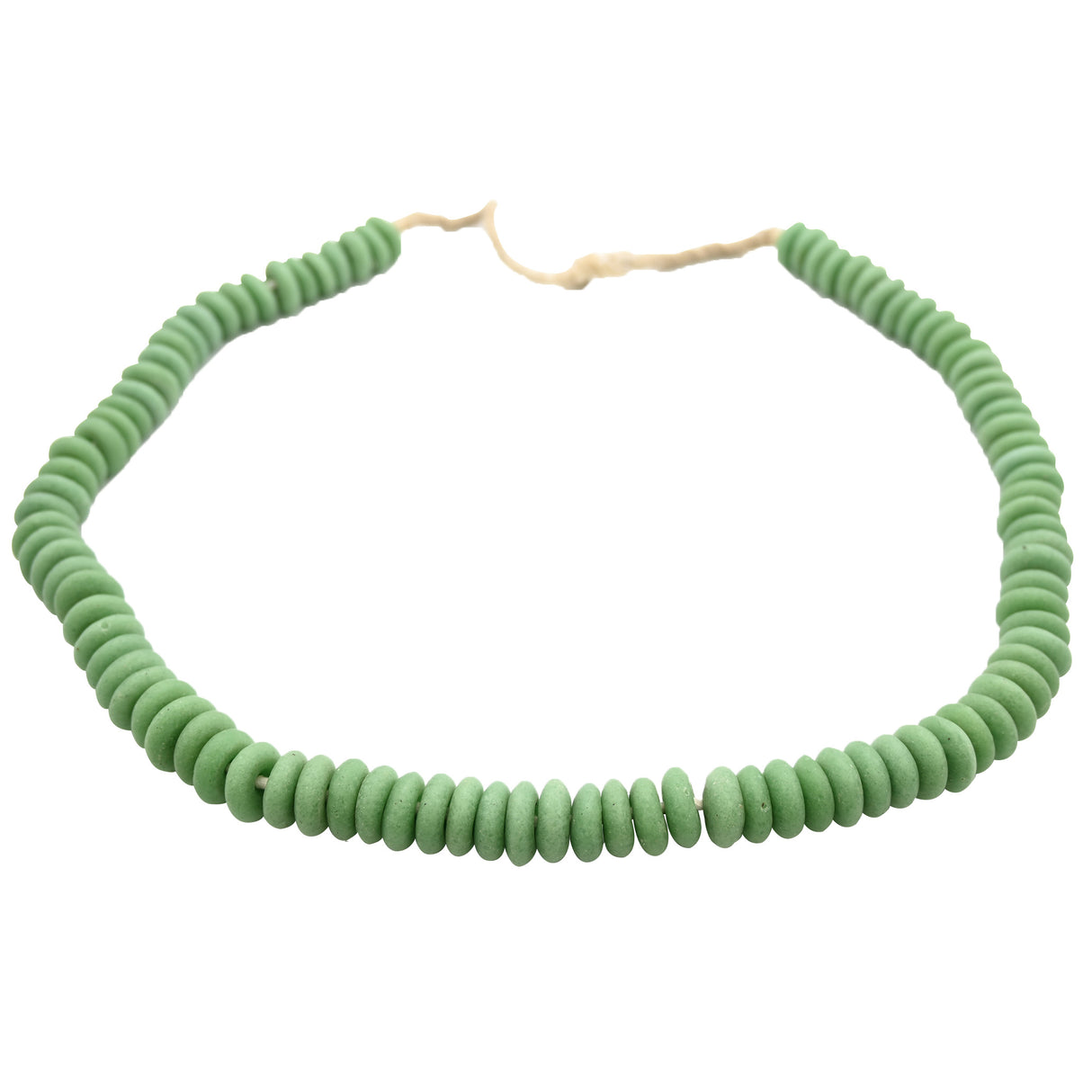 Handmade Green Krobo Rondelle Beads – 24–26" Strand from Ghana