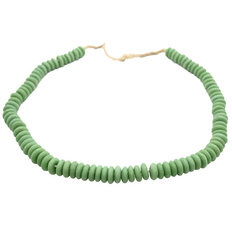 Handmade Green Krobo Rondelle Beads – 24–26" Strand from Ghana