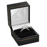 Black Leatherette, Gold Trim Jewelry Ring Box