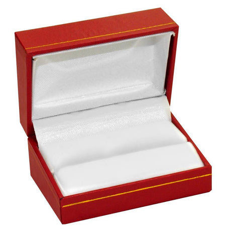 Red Leatherette, Gold Trim, Dual Jewelry Ring Box 