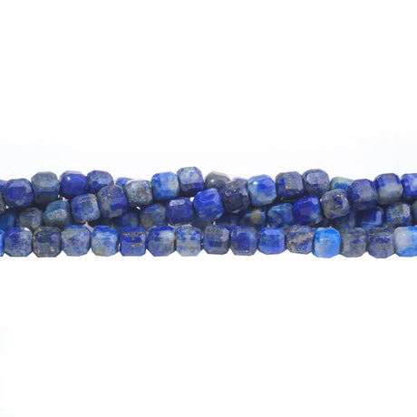 Lapis Lazuli Cube Beads 4mm Table Cut | Natural Gemstone Strand
