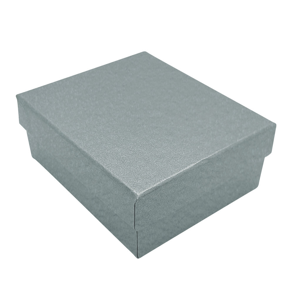 Metallic Silver Jewelry Pendant Gift Boxes W/ Flap Insert