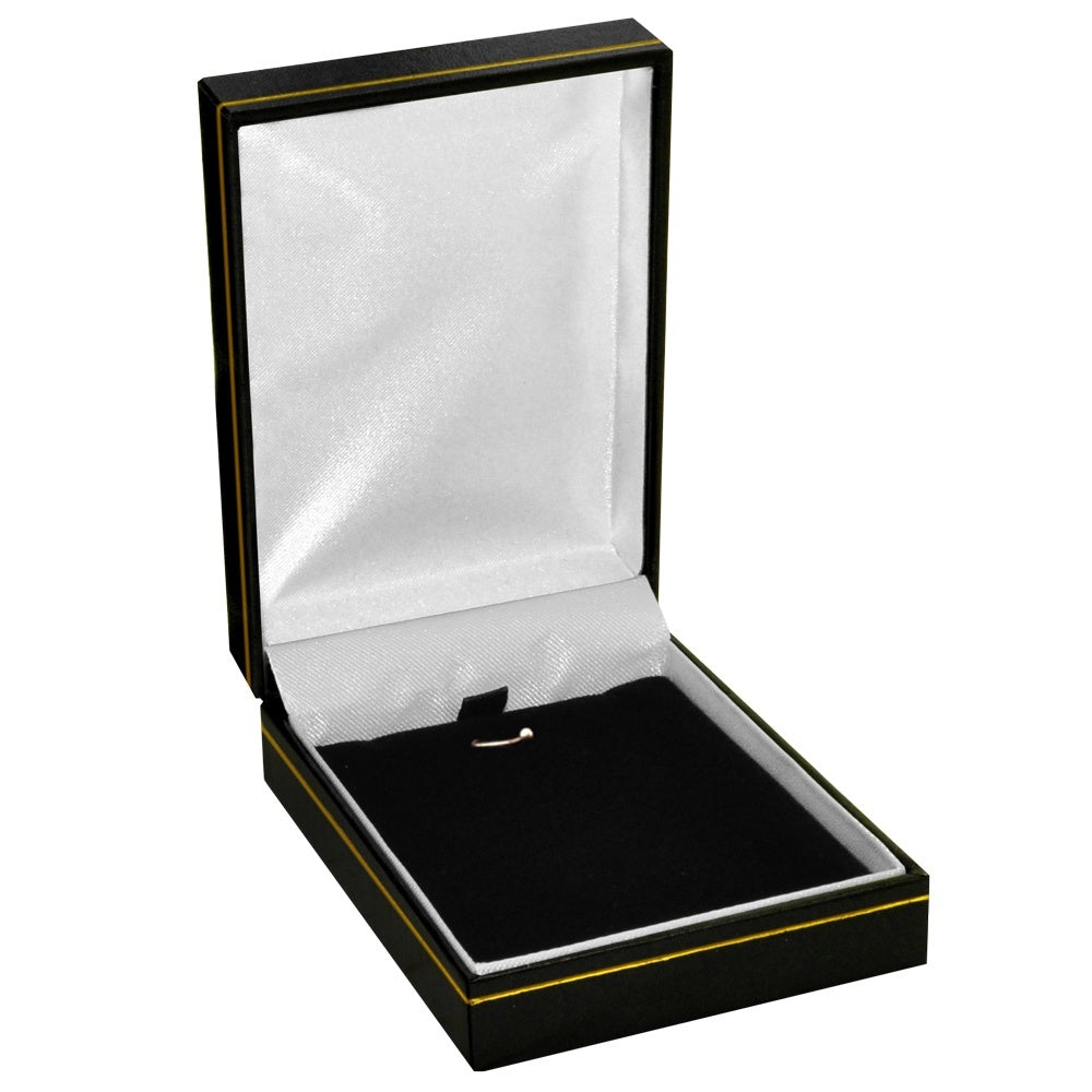 Black Leatherette, Gold Trim, Jewelry Earring / Pendant Box