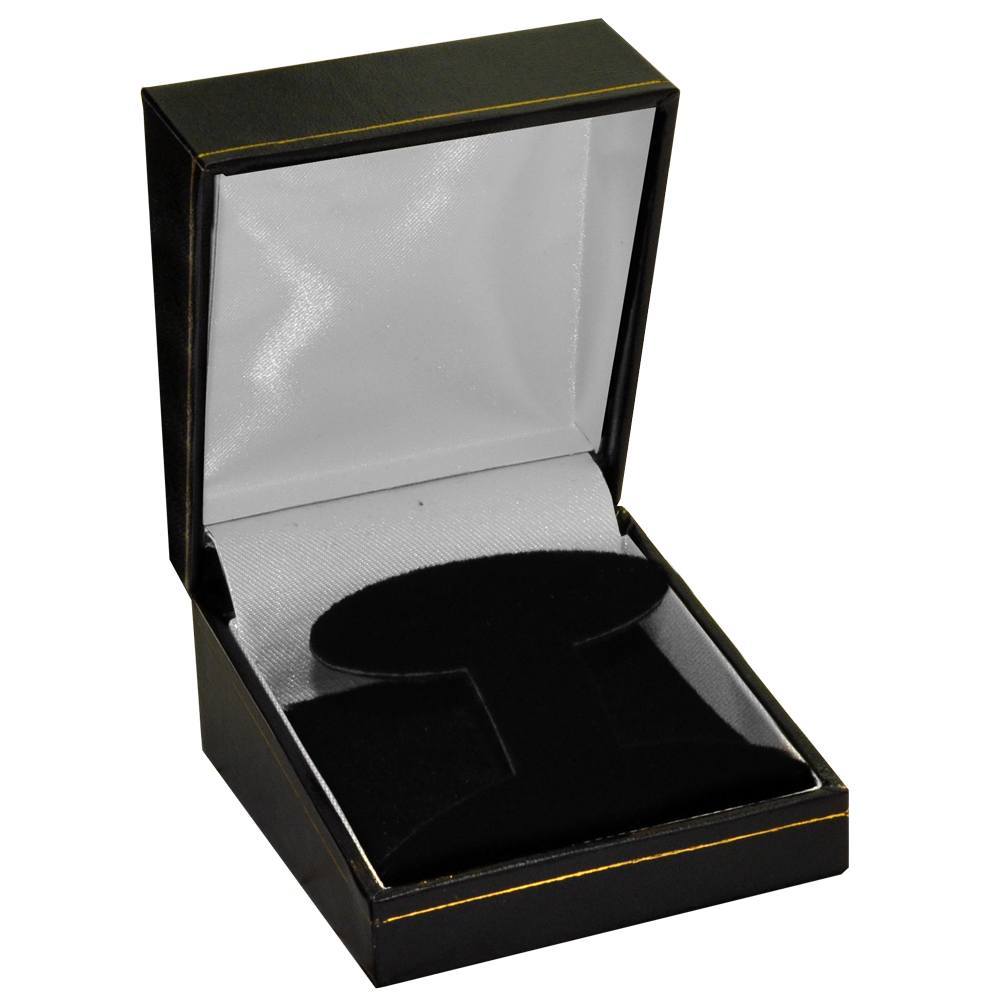Black Leatherette, Gold Trim, Jewelry T-Insert Earring Box 