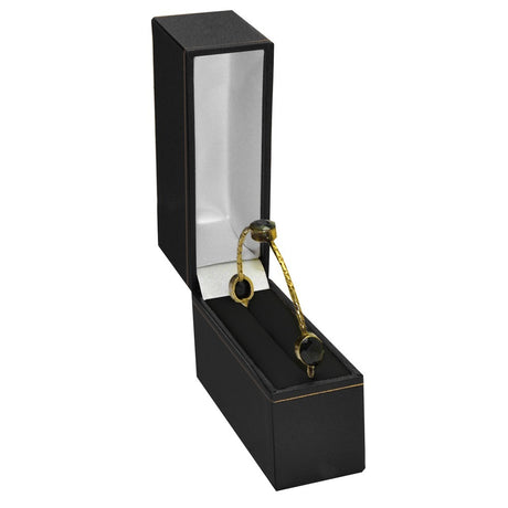 Black Leatherette Gold Trimmed Jewelry Bangle Boxes